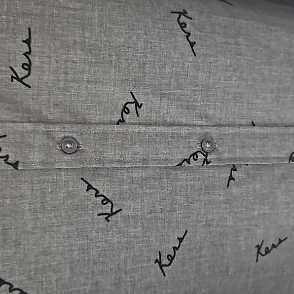 MICHAEL KORS MAN Slim fit, Script Logo Print Flocked Long sleeve Shirt Size XXL - Picture 5 of 12